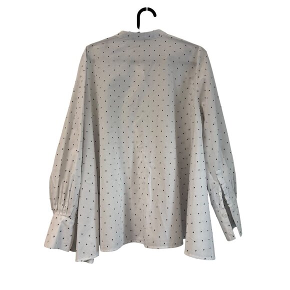 Hana San White Black Swiss Dot Boxy Oversized Long Sleeve Button Shirt Small - Picture 6 of 7